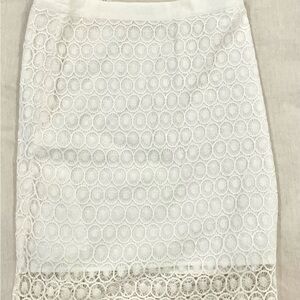 LOFT White Lace Pencil Skirt